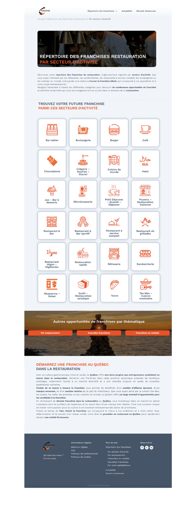 Franchise restauration Creation Franchise restauration: site internet